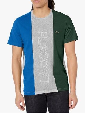 Colorblock Short Sleeve Crew Neck T-Shirt Gray w Blue & Green Sleeves Size 7 NWT